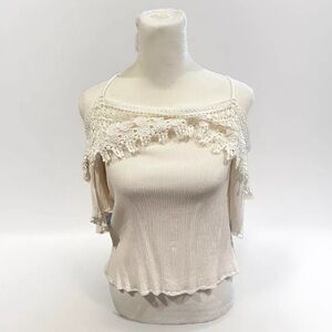 Soul mates Women's Ivory Lace Lined Blouse Size Large